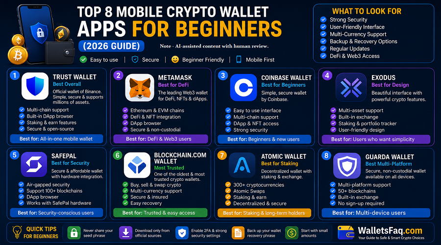 Top 8 mobile crypto wallet apps for beginners (2026 guide)